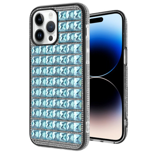 Diamond Series Crystal Rhinestones Case for iPhone 14 Pro - Blue