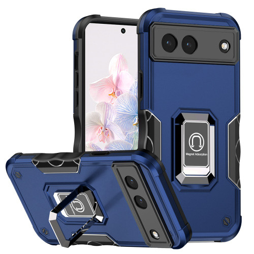 Military Grade Shockproof Hybrid Armor Case with Ring Grip for Google Pixel 7 - Navy Blue