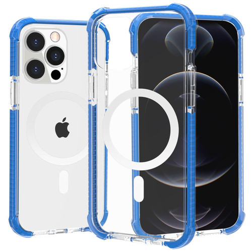 MagSafe Compatible Transparent Protective Bumper Case for iPhone 14 - Blue