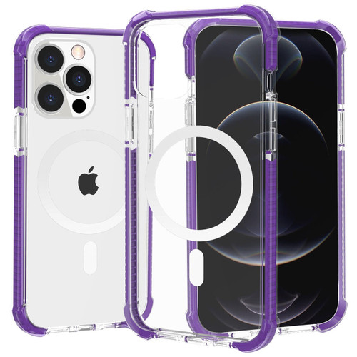MagSafe Compatible Transparent Protective Bumper Case for iPhone 14 - Purple
