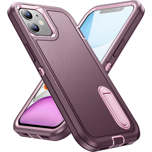 Military Grade TUFF Hybrid Armor Case with Kickstand for iPhone 11 - Burgundy