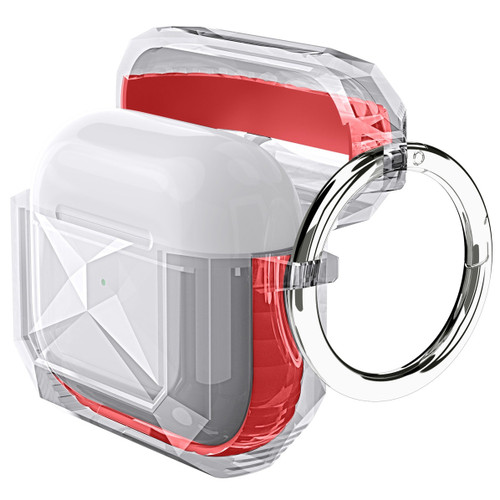 Rugged Clear Case with Reinforced Bumpers for AirPods Pro (2nd Generation) - Red