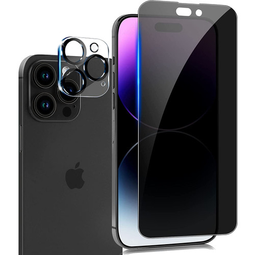 Privacy Tempered Glass Screen Protector + Camera Lens Protector for iPhone 14 Pro