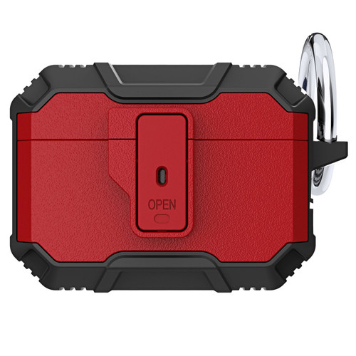 Carbon Series TUFF Hybrid Case with Secure Lock Clip for AirPods Pro (2nd Generation) - Red