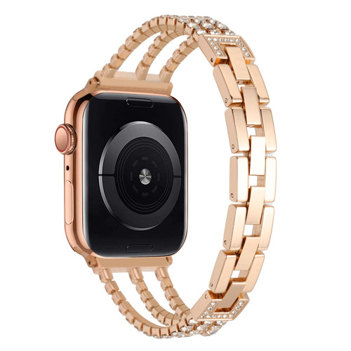 Zinc Alloy Rhinestone Decor Bracelet Band for Apple Watch 41mm / 40mm / 38mm - Rose Gold