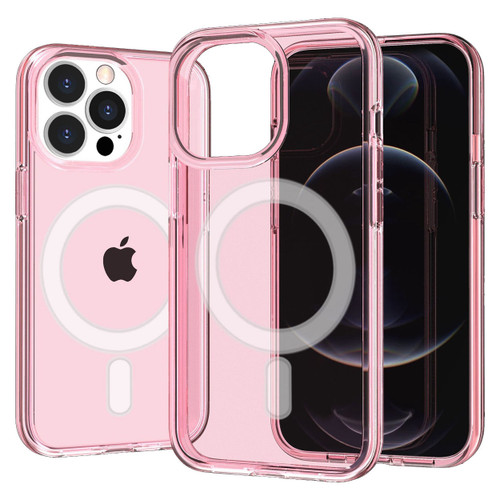 MagSafe Compatible Slim Transparent Case for iPhone 14 - Pink