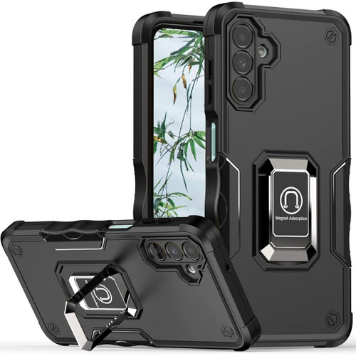 Military Grade Shockproof Hybrid Armor Case with Ring Grip for Samsung Galaxy A14 5G - Black