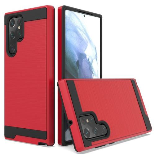 Brushed Textured Hybrid Case for Samsung Galaxy S23 Ultra - Red