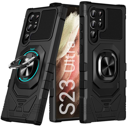 Robotic Series Hybrid Case with Ring Grip for Samsung Galaxy S23 Ultra - Black