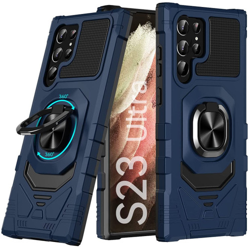 Robotic Series Hybrid Case with Ring Grip for Samsung Galaxy S23 Ultra - Navy Blue