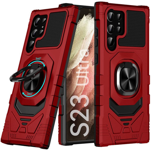 Robotic Series Hybrid Case with Ring Grip for Samsung Galaxy S23 Ultra - Red