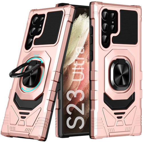 Robotic Series Hybrid Case with Ring Grip for Samsung Galaxy S23 Ultra - Rose Gold