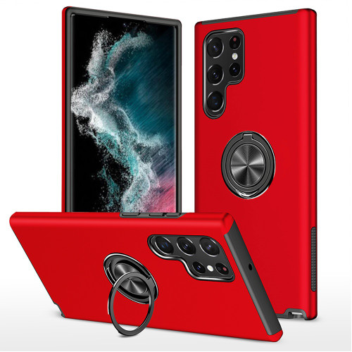 360 Rotating Ring Grip Hybrid Case for Samsung Galaxy S23 Ultra - Red