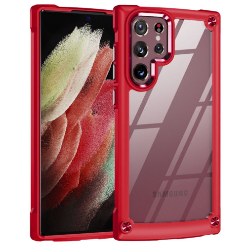 Tough Shield Snap-on Transparent Case for Samsung Galaxy S23 Ultra - Red
