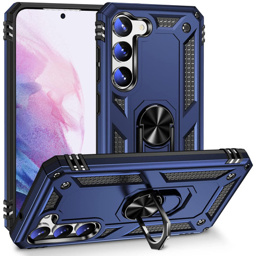 Military Grade Hybrid Case with Ring Grip for Samsung Galaxy S23 - Blue