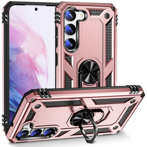 Military Grade Hybrid Case with Ring Grip for Samsung Galaxy S23 - Rose Gold