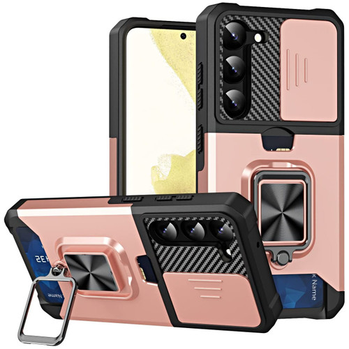 Military Grade All-In-One Ring Stand Card Case for Samsung Galaxy S23 - Rose Gold