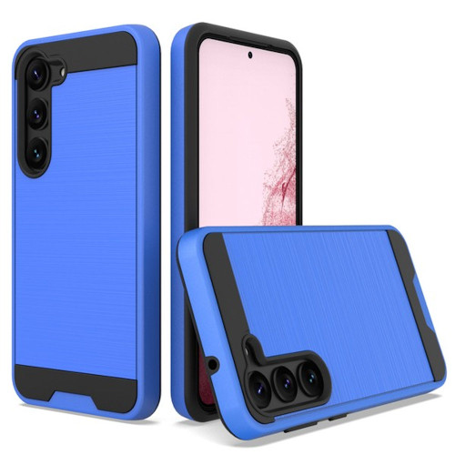 Brushed Textured Hybrid Case for Samsung Galaxy S23 Plus - Blue