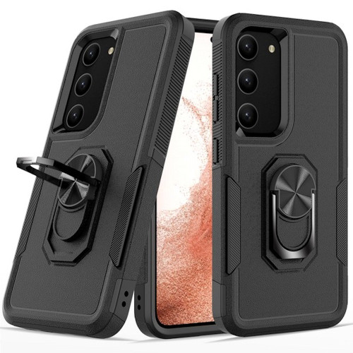 Military Grade TUFF Shockproof Hybrid Case with Ring Grip for Samsung Galaxy S23 Plus - Black