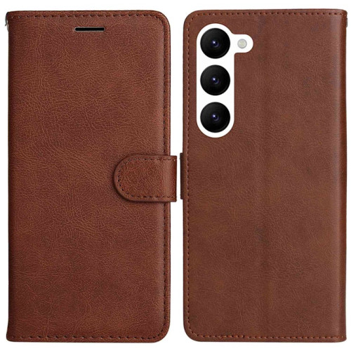 Book-Style Leather Folio Wallet Case for Samsung Galaxy S23 Plus - Brown