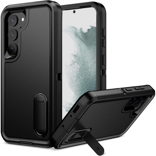 Military Grade TUFF Hybrid Armor Case with Kickstand for Samsung Galaxy S23 Plus - Black