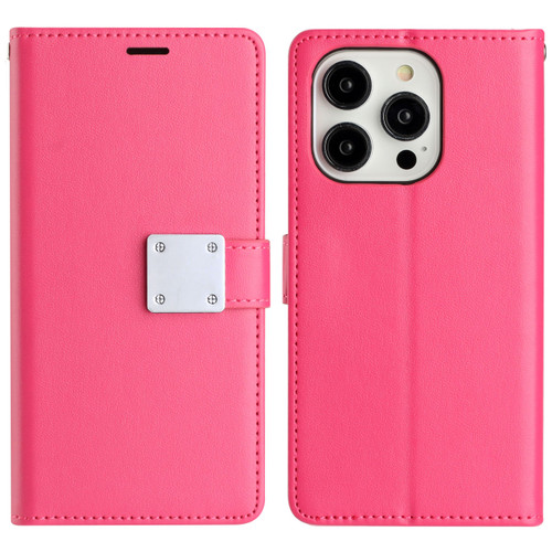 Extra Series Essential Leather Wallet Stand Case for iPhone 14 Pro Max - Pink