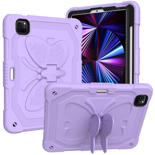 Butterfly Series Military Grade Shockproof Hybrid Case with Adjustable Wings for iPad (10th Generation) - Purple