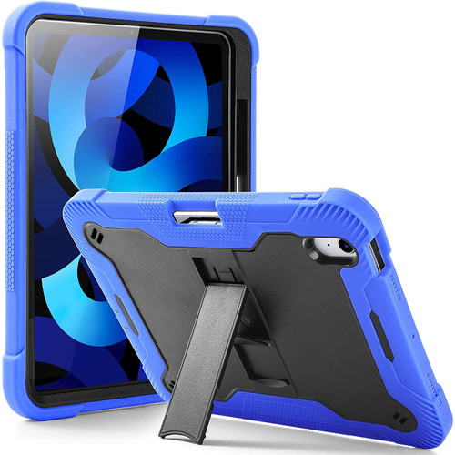 Military Grade Shockproof Rugged Hybrid Armor Case with Kickstand for iPad (10th Generation) - Blue