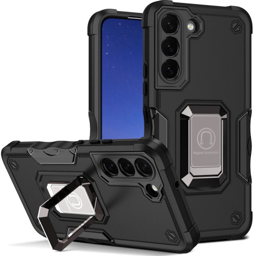 Military Grade Shockproof Hybrid Armor Case with Ring Grip for Samsung Galaxy S23 Plus - Black
