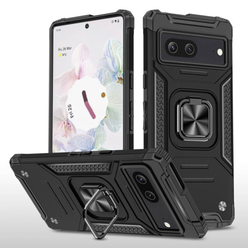 Robust Series Dual Layer Hybrid Case with Ring Grip for Google Pixel 7a - Black