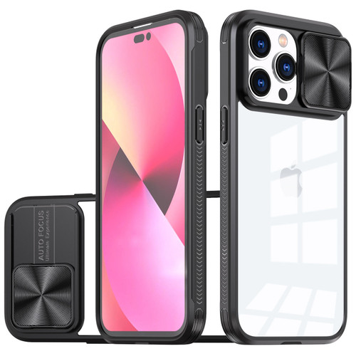 HD Transparent Case with Camera Privacy Cover for iPhone 13 Pro Max - Black