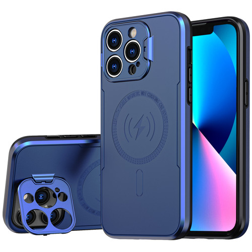 MagSafe Compatible Hybrid Case with Camera Ring Stand for iPhone 13 Pro Max - Blue