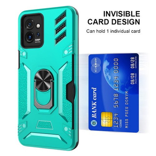 Tough Ring Grip Case with Card Slot for Motorola Moto G Power 5G 2023 - Teal