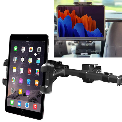 Universal Headrest Tablet and Phone Mount Holder with Extendable Telescopic Arm and 360 Degree Rotation - Black