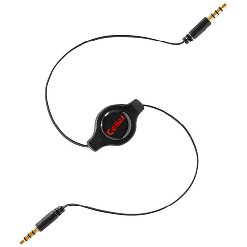 Retractable 3.5mm Auxiliary AUX Audio Cable - Black