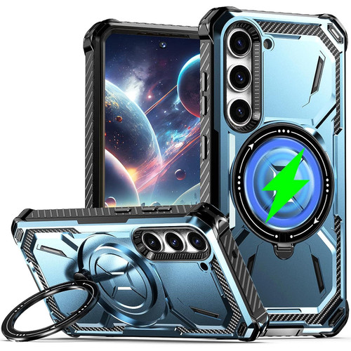 Military Grade Hybrid Case with MagSafe Magnetic Ring for Samsung Galaxy S23 - Blue