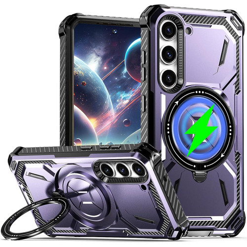 Military Grade Hybrid Case with MagSafe Magnetic Ring for Samsung Galaxy S23 - Purple