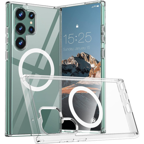 Slim Transparent Case with MagSafe Magnetic Ring for Samsung Galaxy S23 Ultra - Clear