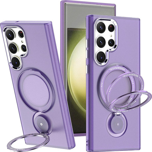 Candy Series Hybrid Case with MagSafe Magnetic Ring for Samsung Galaxy S22 Ultra 5G - Purple