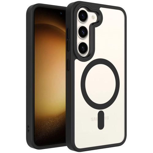 Acrylic Transparent Case with MagSafe Magnetic Ring for Samsung Galaxy S23 - Black