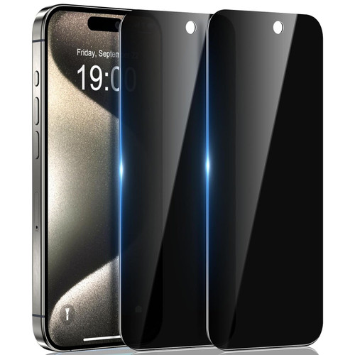 2-Pack Privacy Tempered Glass Screen Protector for iPhone 15 Pro Max