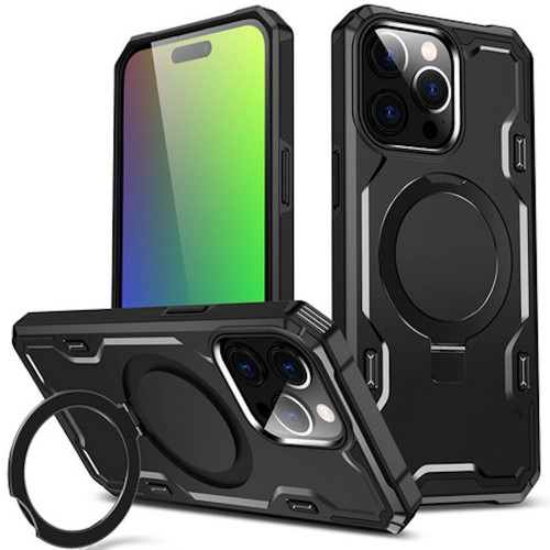 Advanced Armor Case with MagSafe Ring Stand for iPhone 15 Pro Max - Black