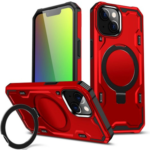 Advanced Armor Case with MagSafe Ring Stand for iPhone 15 Plus - Red