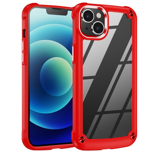 Tough Shield Snap-on Transparent Case for iPhone 15 Plus - Red