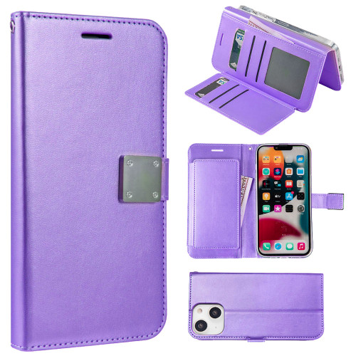 Extra Series Essential Leather Wallet Stand Case for iPhone 15 - Purple