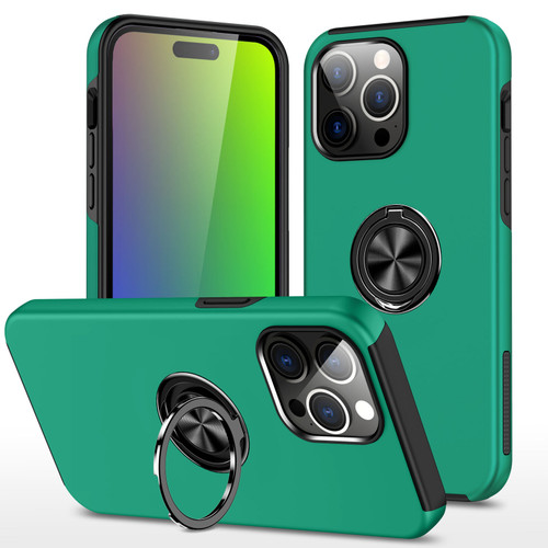 360 Rotating Ring Grip Hybrid Case for iPhone 15 Pro Max - Green