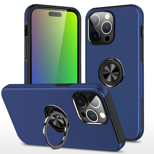 360 Rotating Ring Grip Hybrid Case for iPhone 15 Pro - Blue