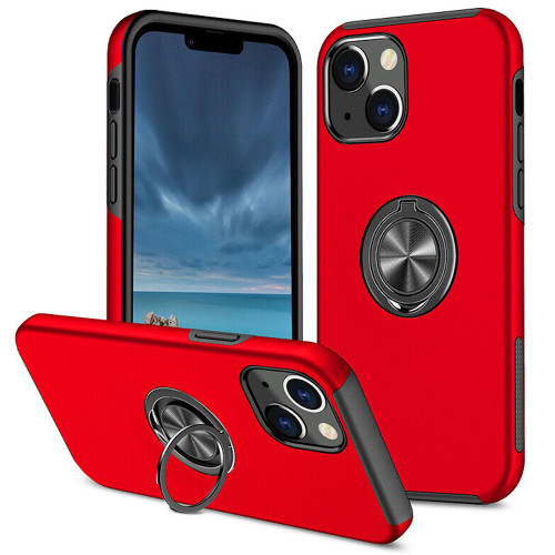360 Rotating Ring Grip Hybrid Case for iPhone 15 Plus - Red