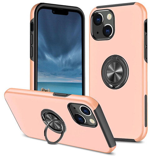 360 Rotating Ring Grip Hybrid Case for iPhone 15 - Rose Gold