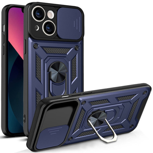 Elite Series Hybrid Case with Ring Grip and Camera Lens Cover for iPhone 15 Plus - Blue